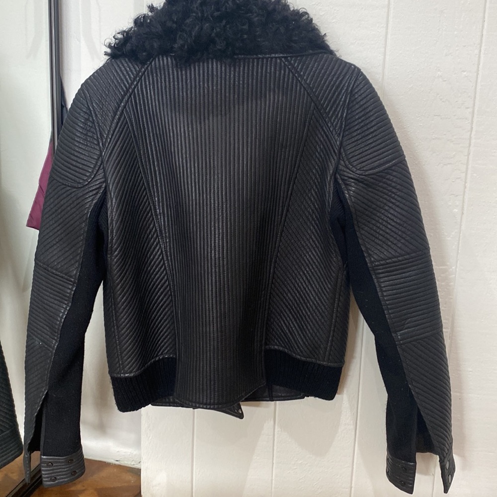 Ellie Tahari leather Bomber Jacket Size Small - Picture 7 of 14